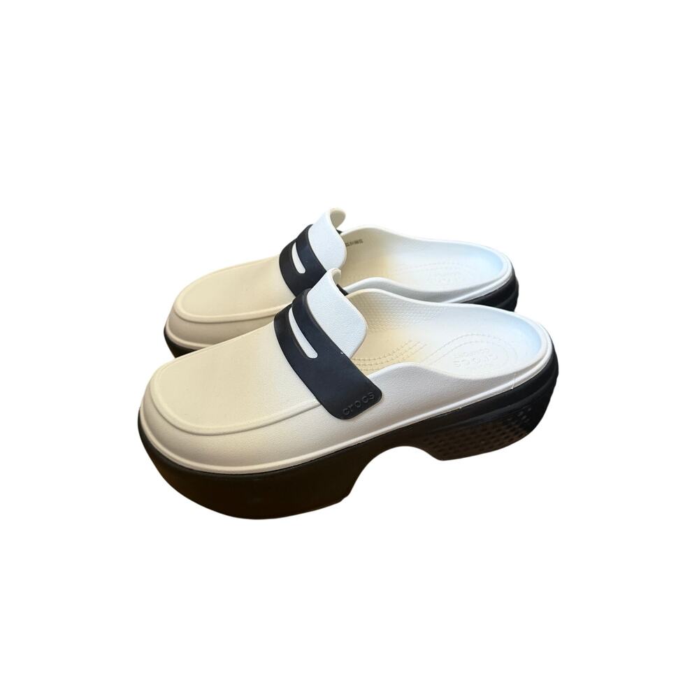 Crocs Stomp Loafer White Linen Black Shoes Womens 9 Mens 7 - Picture 4 of 5
